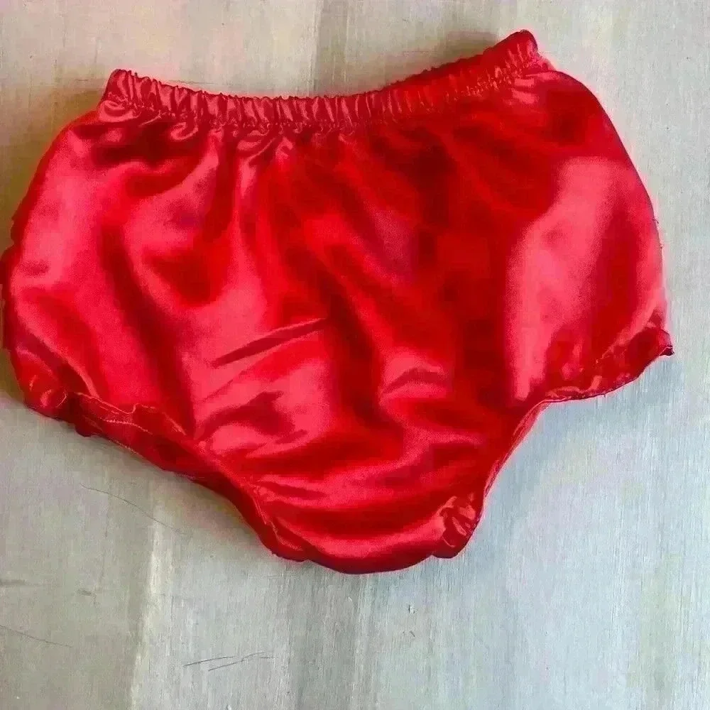 RuffleButt Red Satin Diaper Cover Ruffles Bloomer size 12-18 months